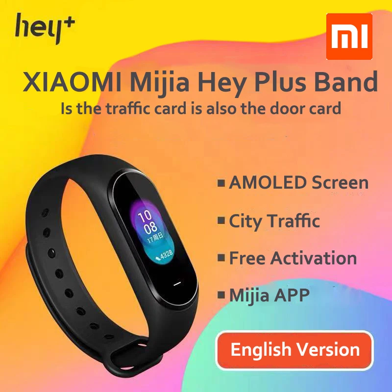 Глобальная версия Xiaomi hey plus Smartband 0 95 дюймов AMOLED цветной экран Встроенный
