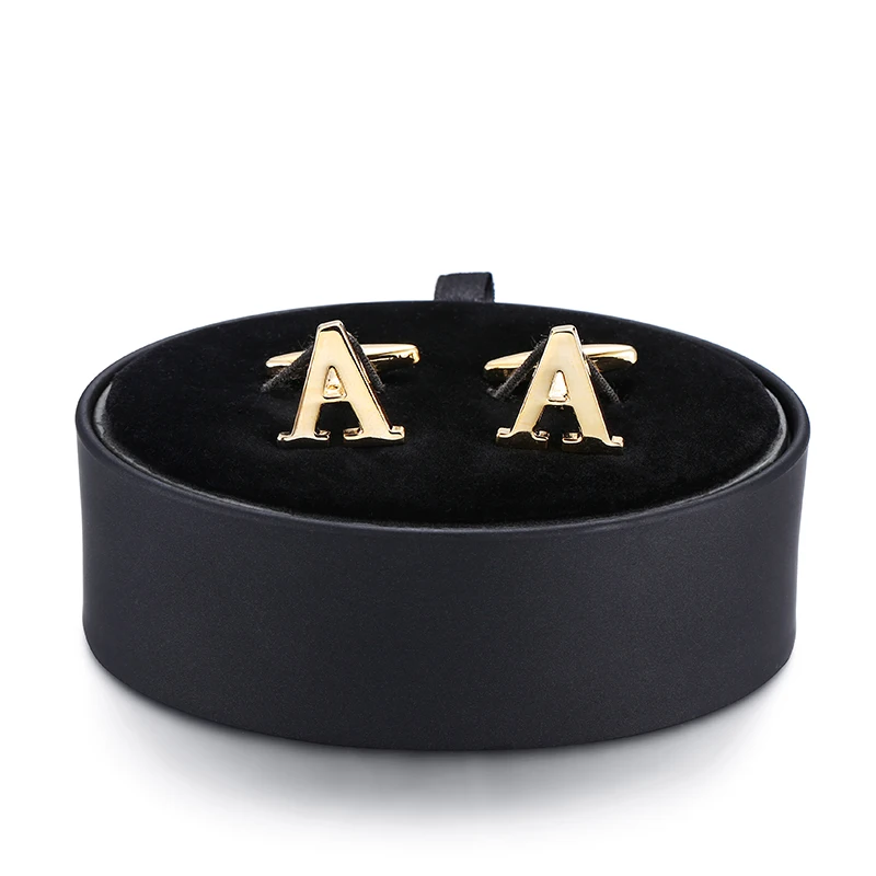 DY набор высокого качества покрытие с золотыми буквами запонок черная кожа