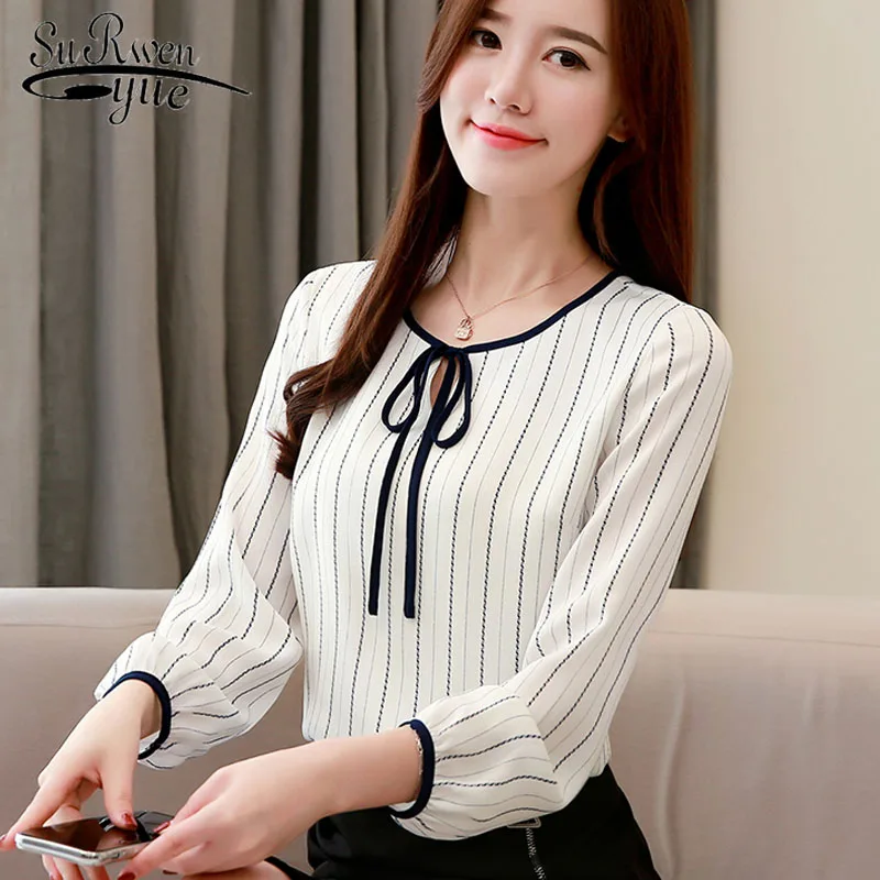 

fashion striped chiffon blouse female spring 2019 womens tops and blouses causal OL blusas women shirts feminine 1977 50