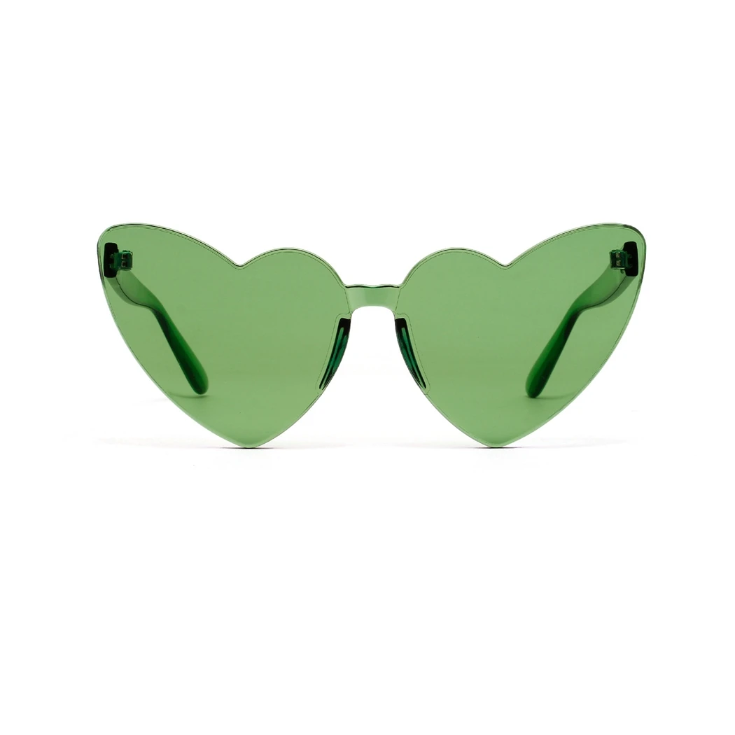 Sea Green Для женщин «любящее сердце» Форма солнцезащитные очки Карамельный цвет без оправы, с прозрачными линзами солнцезащитные очки Винтаж Розовый и красный цвет очки женские очки - Цвет линз: Sea Green