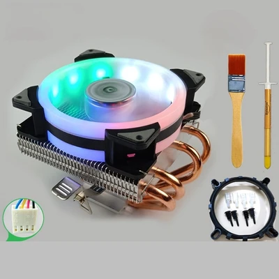 4pin double White Ультра Процессор кулер Медь трубы радиатора HTPC ITX материнской плате компьютера чехол proccesor кулер вентилятор охлаждения для Intel LGA1156 1151 1150 775 AM3 AM4 - Цвет лезвия: 4pin double White