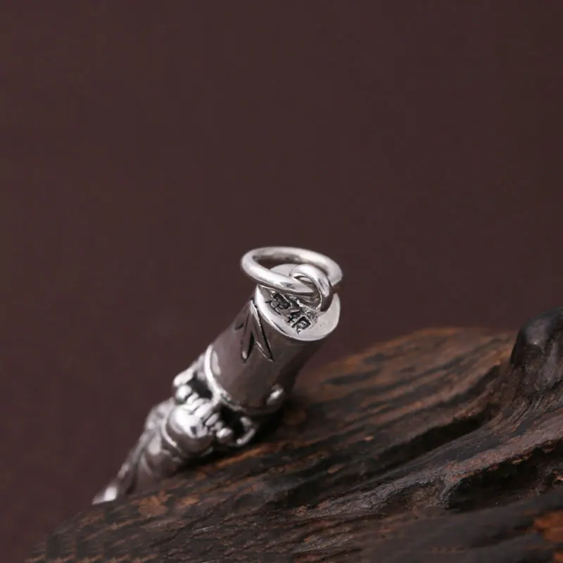 Мужской серебряный свисток FNJ 990 Бамбуковая подвеска 100% оригинал S990 тайское