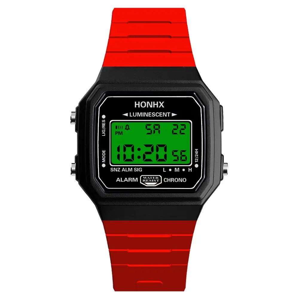 Red Honhx Mens часы светодиодный цифровой экран наручные Дата спортивные часы для мужчин женщин унисекс для мальчиков и девочек подарок для детей часы Relogio Masculino Q - Цвет: Red