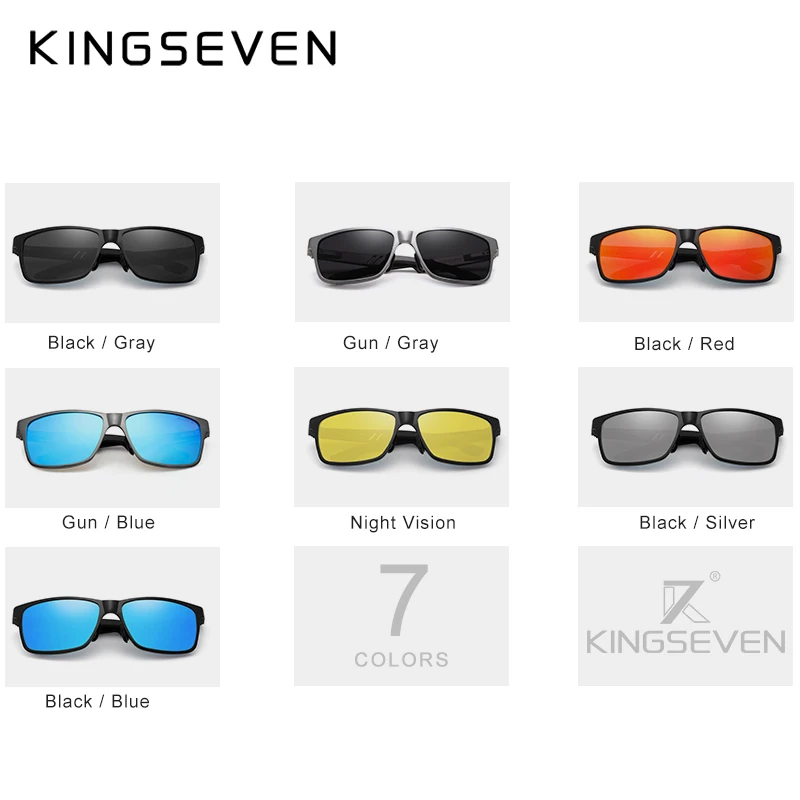 KINGSEVEN алюминиевые квадратные мужские/женские мужские поляризованные зеркальные