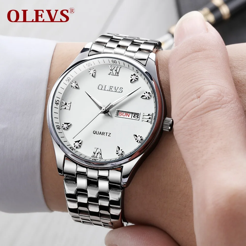 Мужские кварцевые часы OLEVS водонепроницаемые из нержавеющей стали|watch brand|watch fwatch