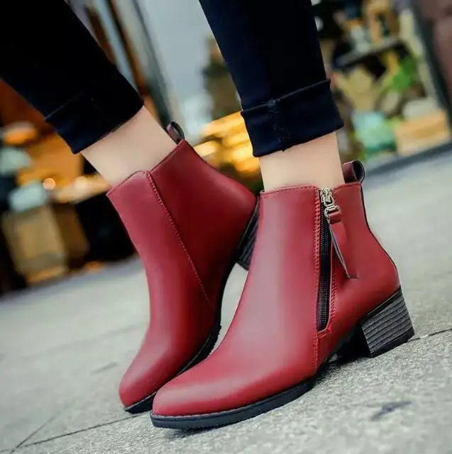 XDA New Autumn Winter Women shoes Female Side zipper pointed toe Boots Women Ankle boots Vintage Fashion Martin boots