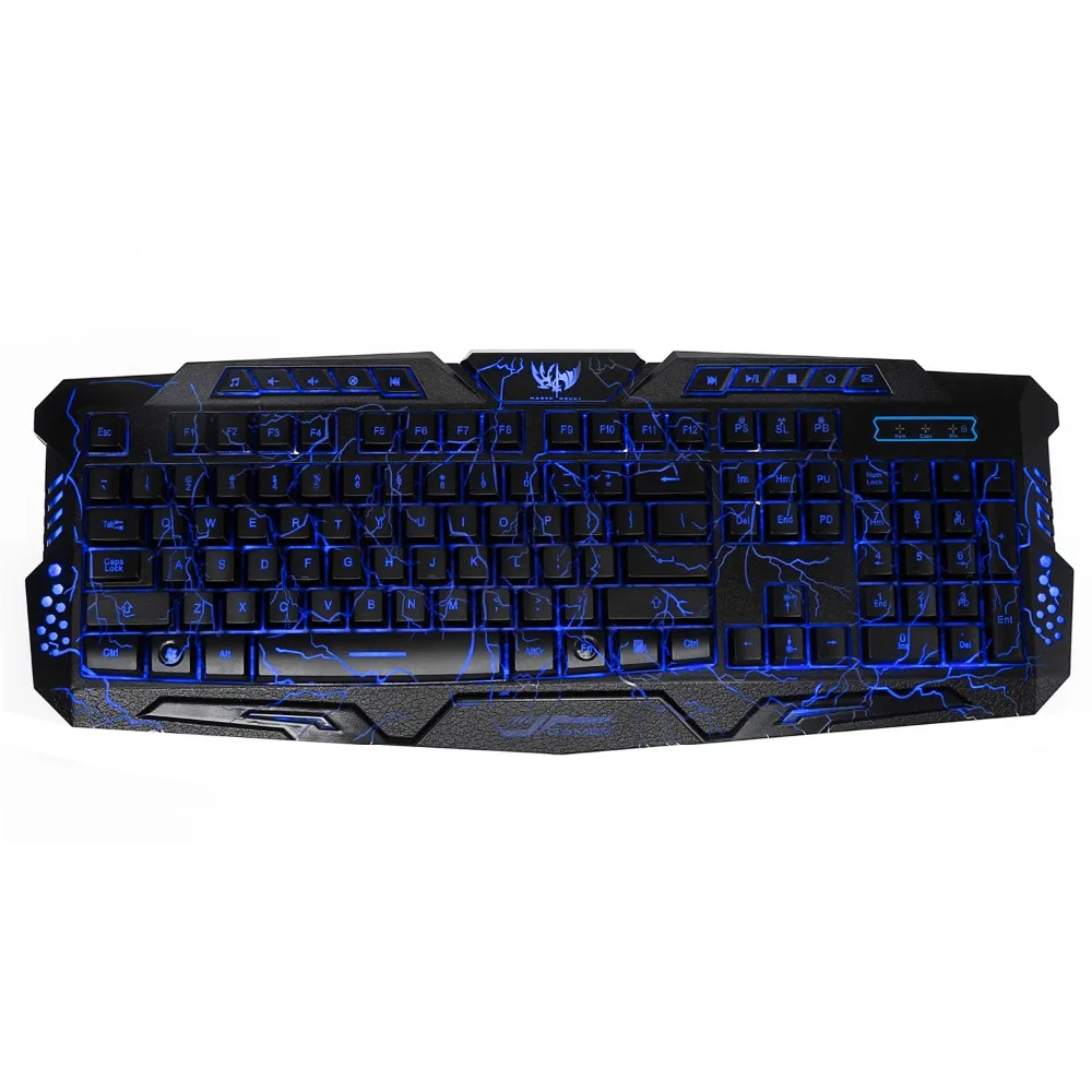 Клавиатура Deepfox с русской/английской подсветкой светодиодный 3 цвета USB проводная