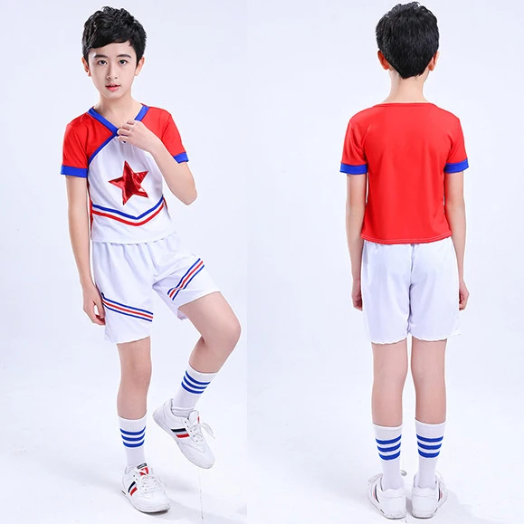 Boy Gril Student Cheerleader Teenagers School Uniform Skirt Kid Dance Costume Gymnastics Children Performance Clothing 110-160CM