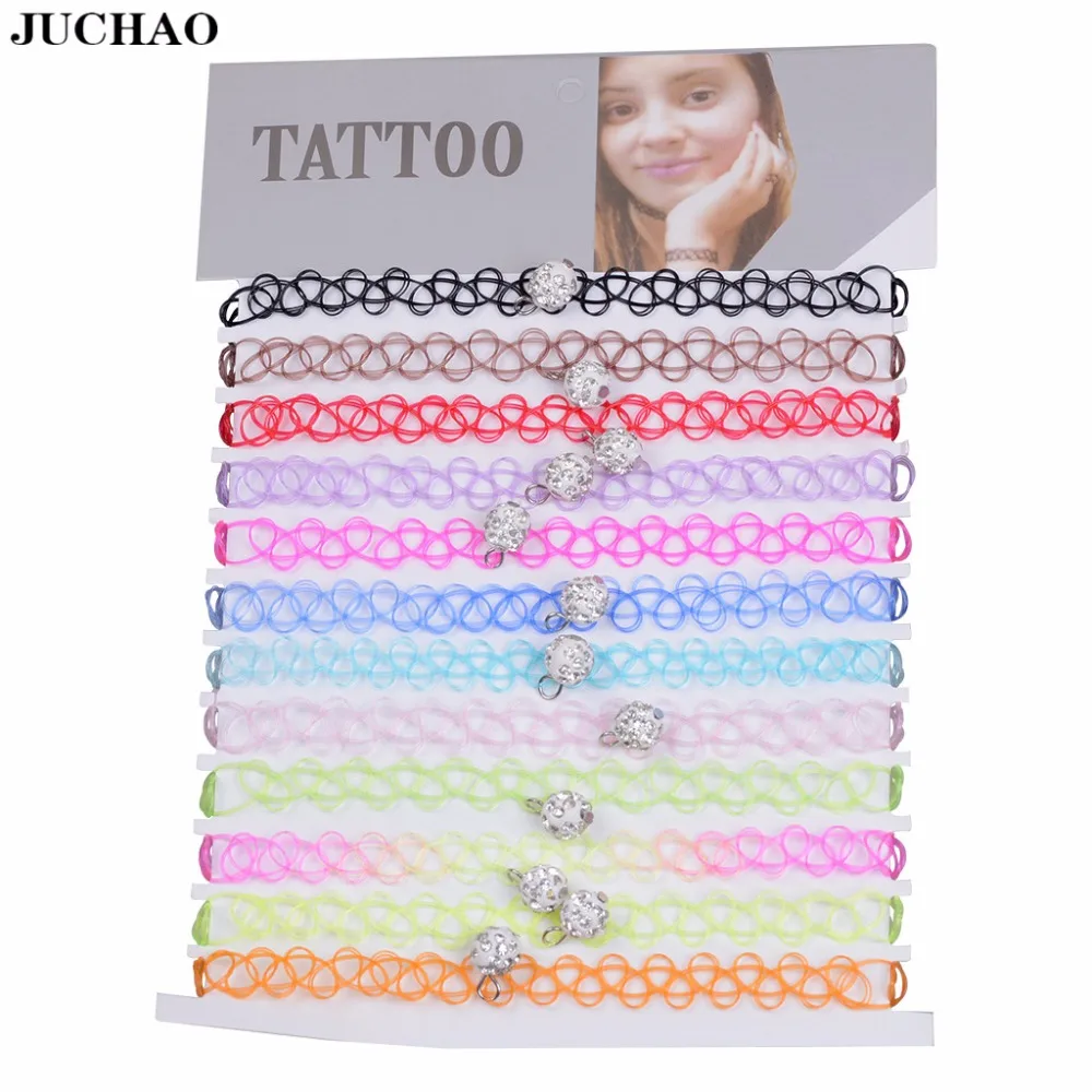 

JUCHAO Soft Ceramics Crystal Collares Vintage Stretch Tattoo Choker Necklaces For Women Girl Charm Gothic Necklace Wedding gift