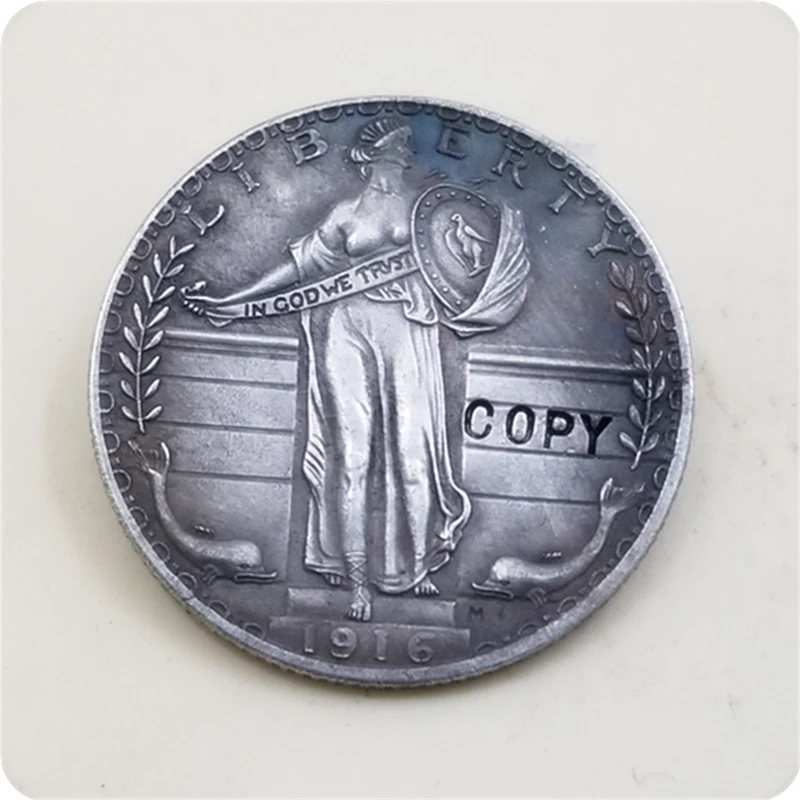 США 1916 стоячий район свободы с дельфином копия монет|Безвалютные монеты| |