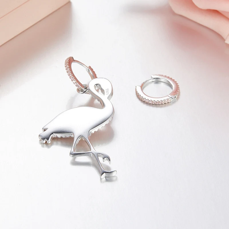 Асимметричные серьги из стерлингового серебра 925 пробы с розовым цирконием