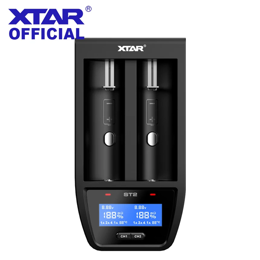 Быстрое ЖК-зарядное устройство XTAR ST2 30 мин полностью заряженное Зарядное устройство usb type-C 3,6 В/3,7 в 22650 26650 20700 21700 18650 зарядное устройство