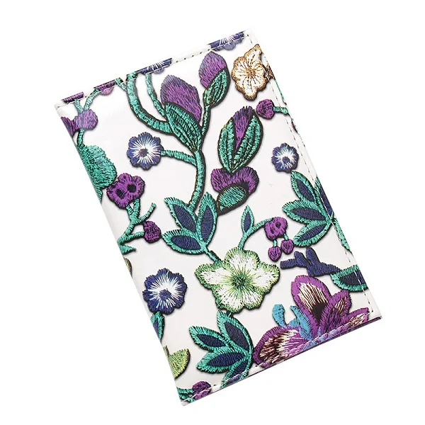 Purple New Fashion Floral Passport Cover Travel Passport Case Russia Document Cover SIM Passport ID Card Holders For Women - Цвет: Purple
