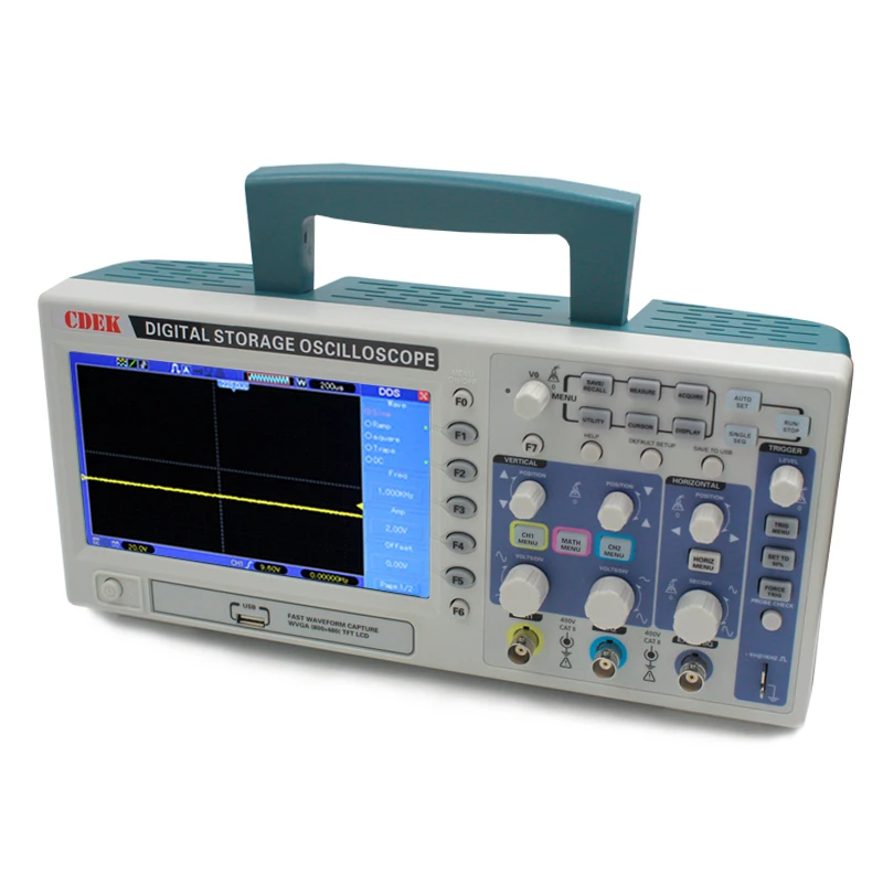 Осциллограф CDEK DSO1202B цифровой 2 канала 200 МГц настольный ЖК USB осциллограф большой 7