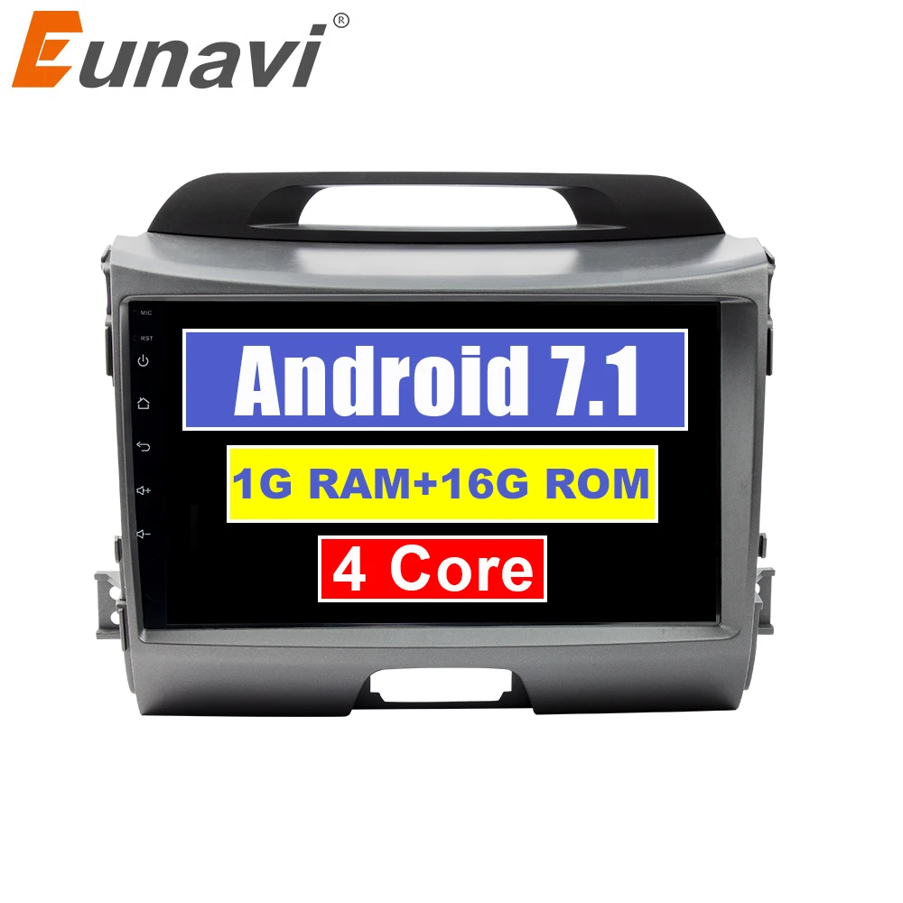 Eunavi 2 din 9 дюймов Android 7 1 Quad core Автомобильный gps стерео радиоплеер для KIA sportage 2011 2012 2013