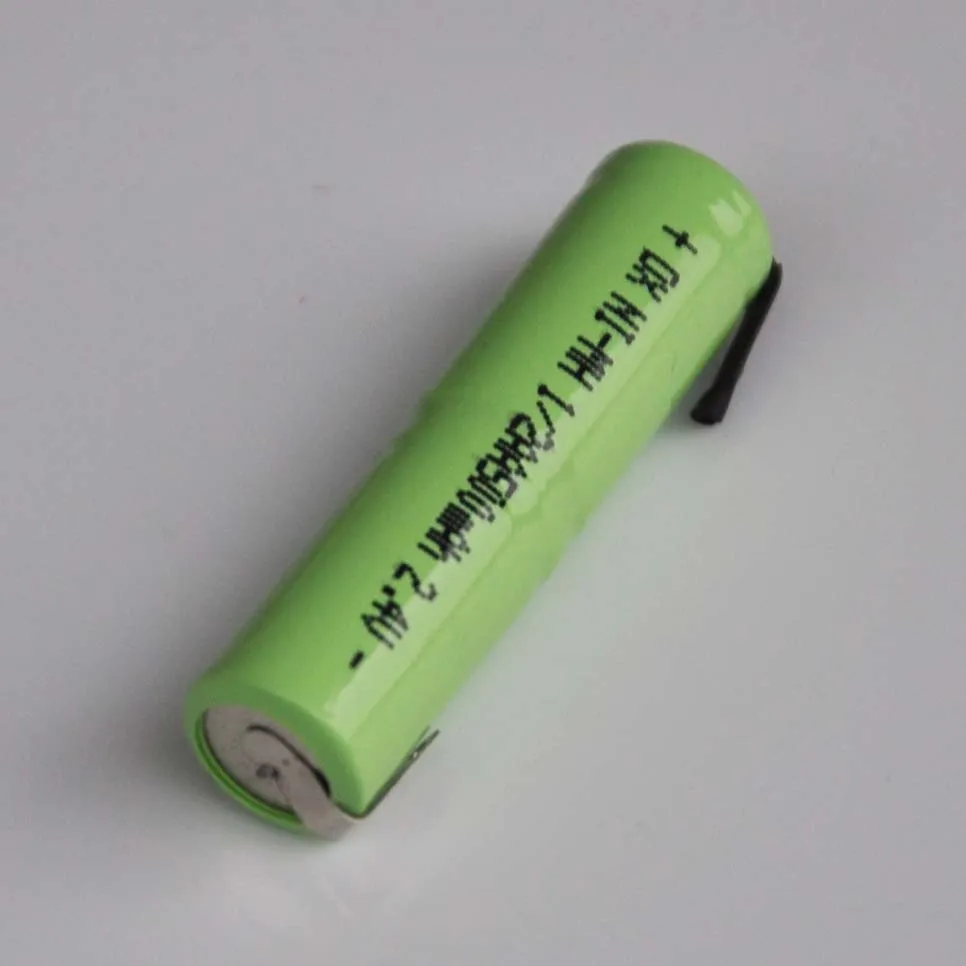Batería recargable ni-mh de 2,4 V, 1/2AAA, 500mah, 1/2 AAA, célula nimh con pestañas de soldadura para Afeitadora eléctrica, cepillo de dientes, 2-10 Uds.