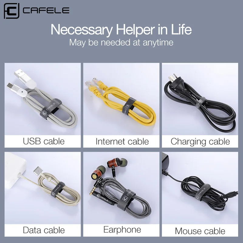 Cafele Cable Holder Organizer USB Winder for iPhone Micro Type C Pasted Free Length Clip Office Desktop Management | Мобильные