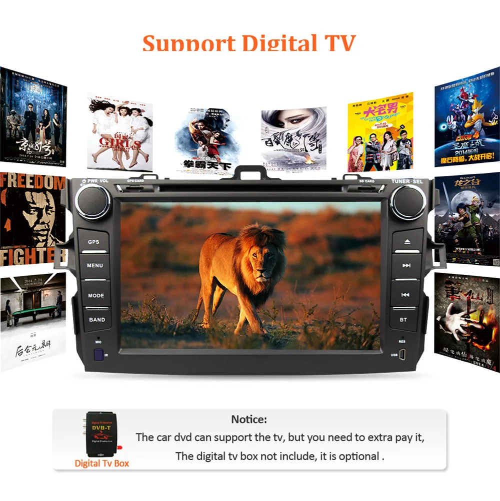 Android 9 1 автомобильное радио 8 &quot2 Din четырехъядерный автомобильный dvd плеер для Toyota