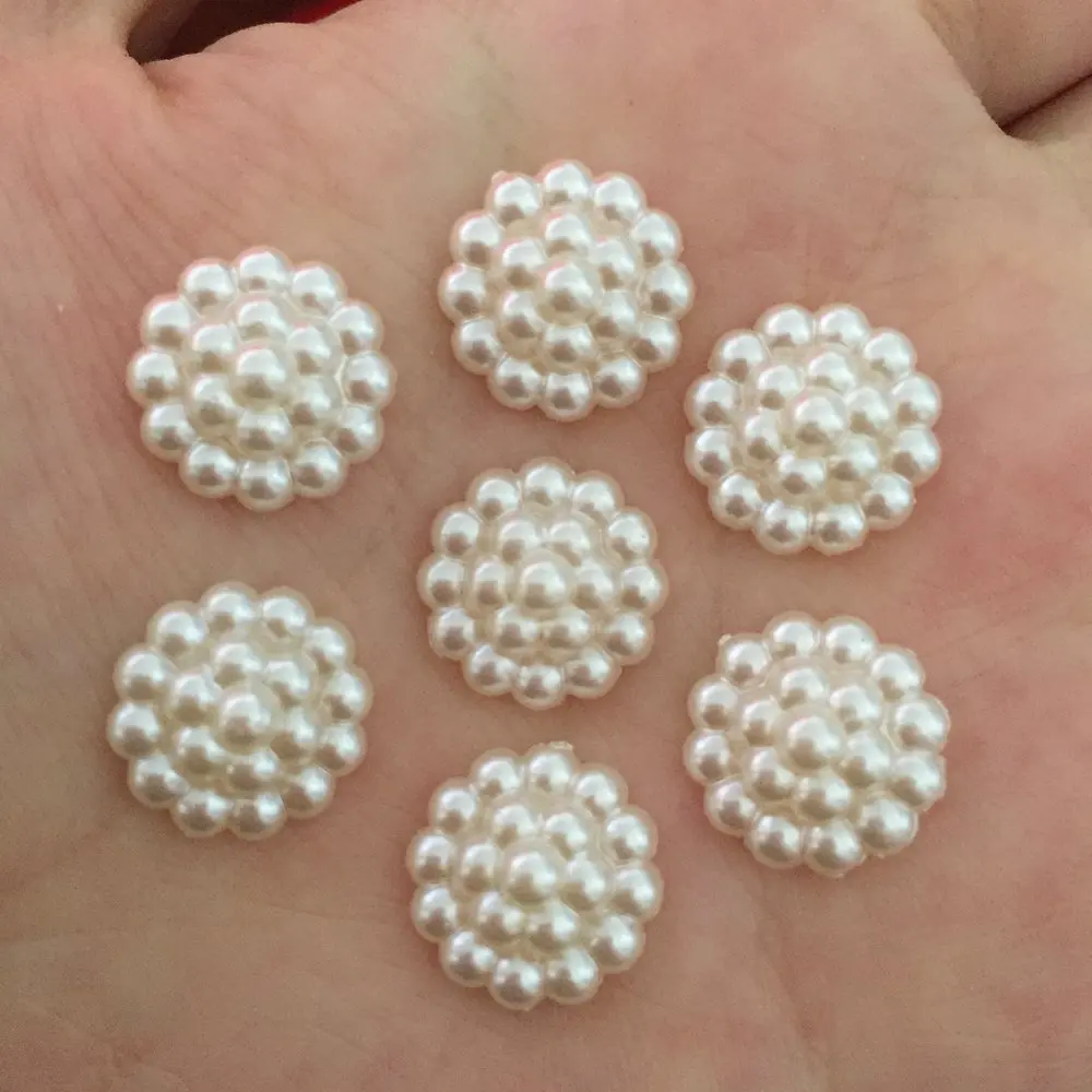 

80 шт. 14 мм бежевый пластиковый жемчуг цветок круглая форма Скрапбукинг рукоделие плоская задняя сторона Сделай Сам Свадебное Украшение Аксессуары для одежды B162