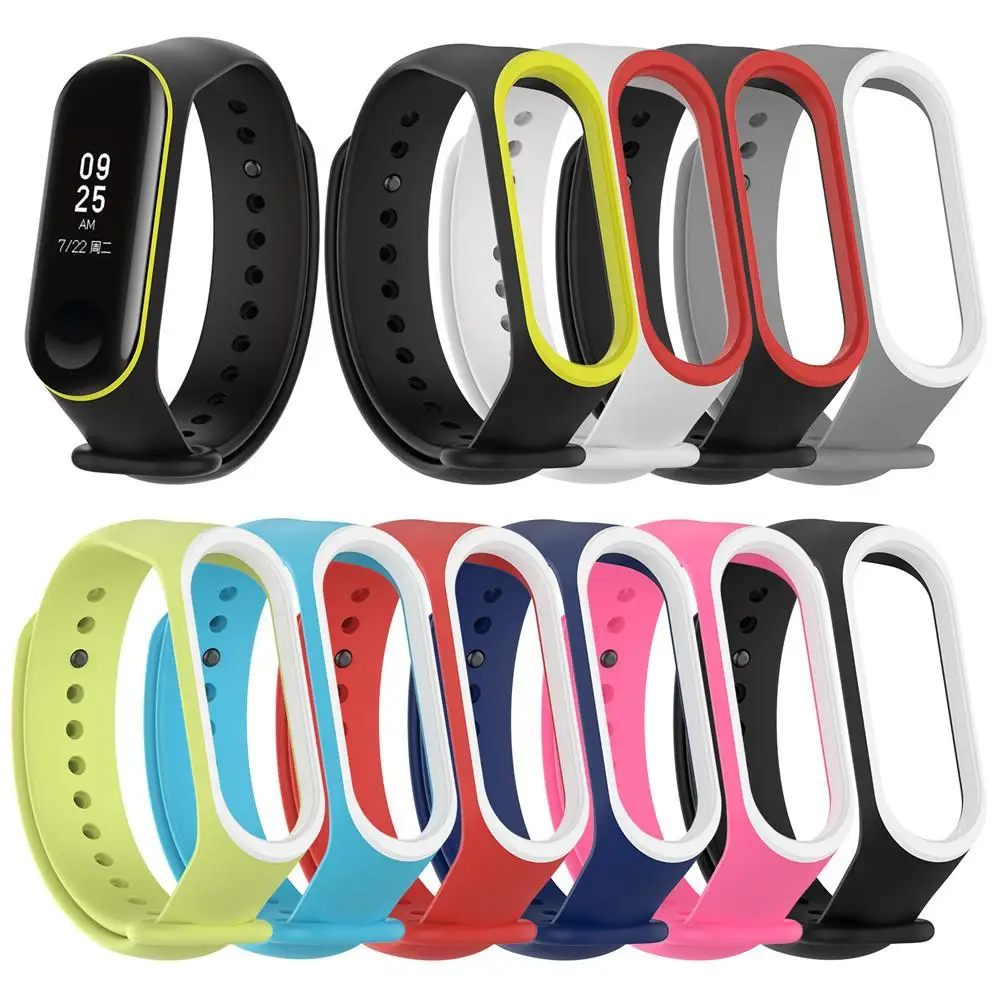 Двухцветный силиконовый сменный Браслет ремешок для часов MiBand 4 Mi Band 3 Xiaomi 4/3 умный