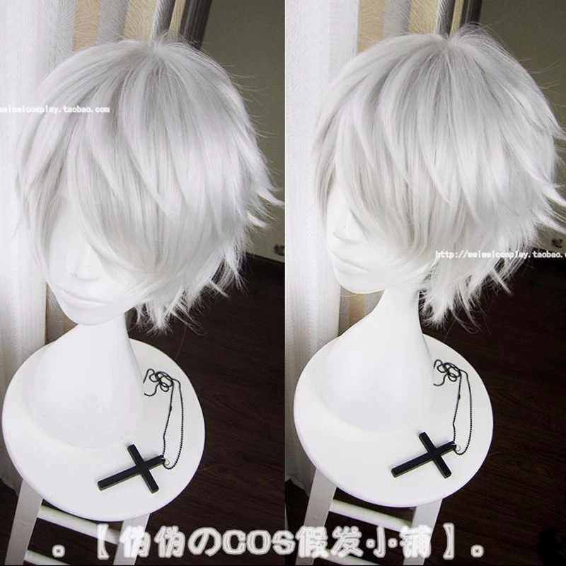 Парик Kaneki Ken для косплея аниме Токийский Гуль короткие прямые серебристо-серые