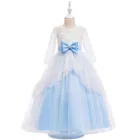 Платье принцессы с длинным рукавом для девочек, кружевное платье с аппликацией для причастия, платье в пол для девушек