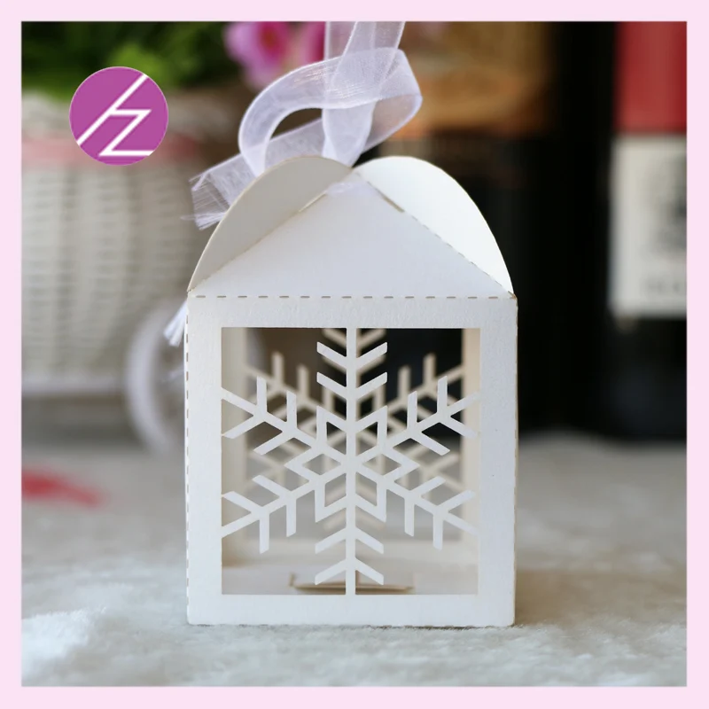 50 шт./лот новейшая коробка конфет с узором в виде снежинок для свадебвечерние