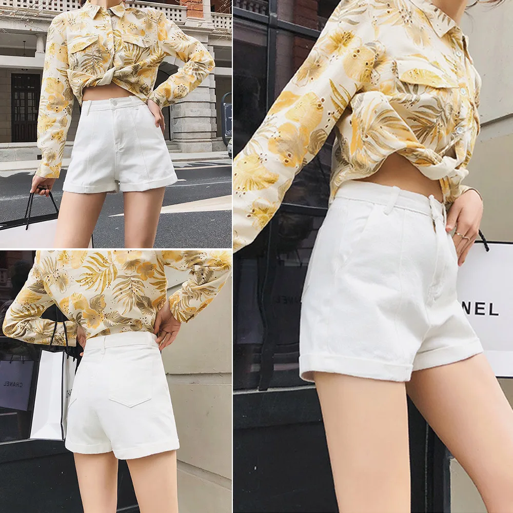 2019 уличная Летняя женская джинсовая шорты новое поступление высокая эластичная