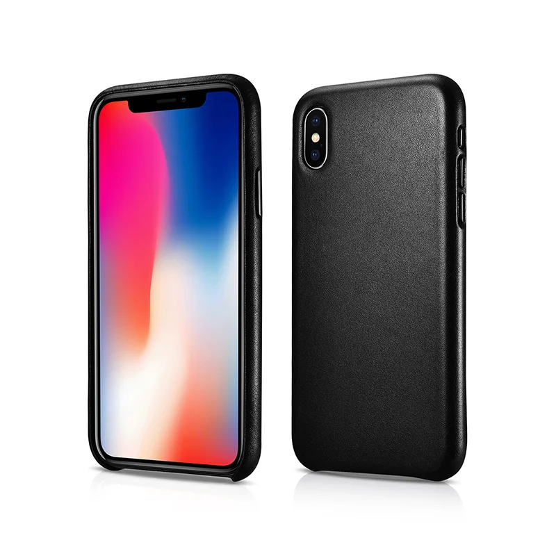 Black Топ из натуральной кожи чехол для iPhone X XS MAX XR icarer из натуральной воловьей кожи держатель для сотового телефона ультра тонкий - Цвет: Black