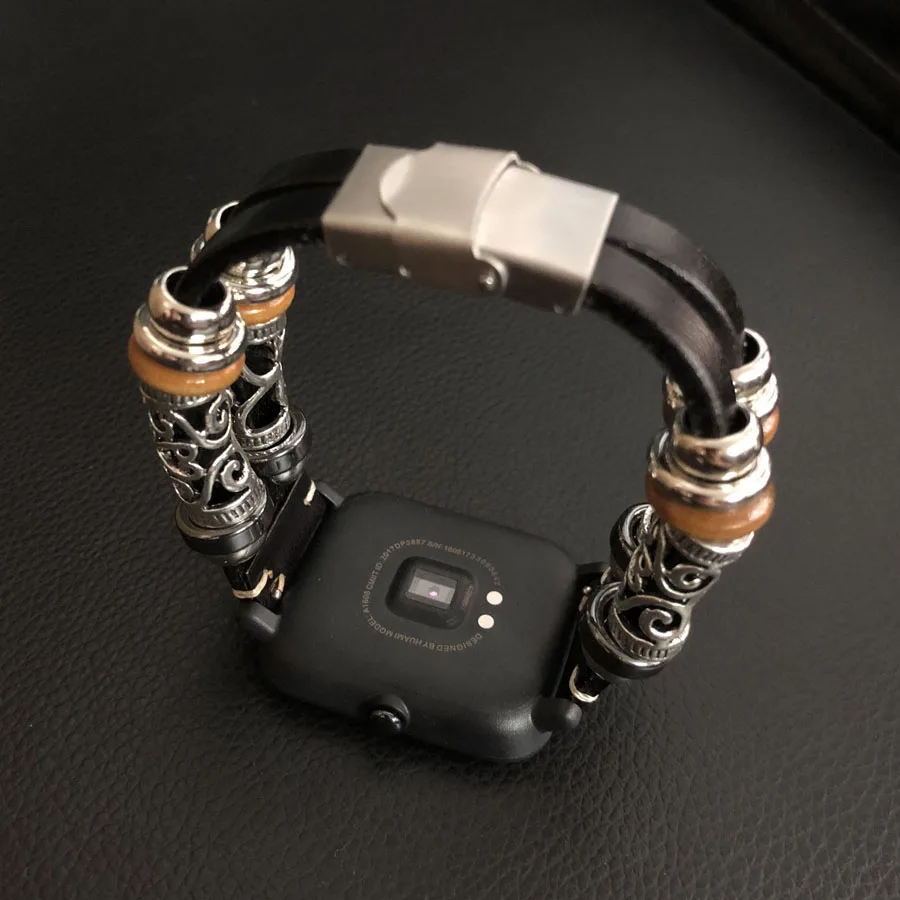 Для Huami Amazfit ремешок Bip из натуральной кожи ремешок для часов Garmin Vivoactive3 браслет ремешок для samsung Galaxy Watch 42 мм ремешок