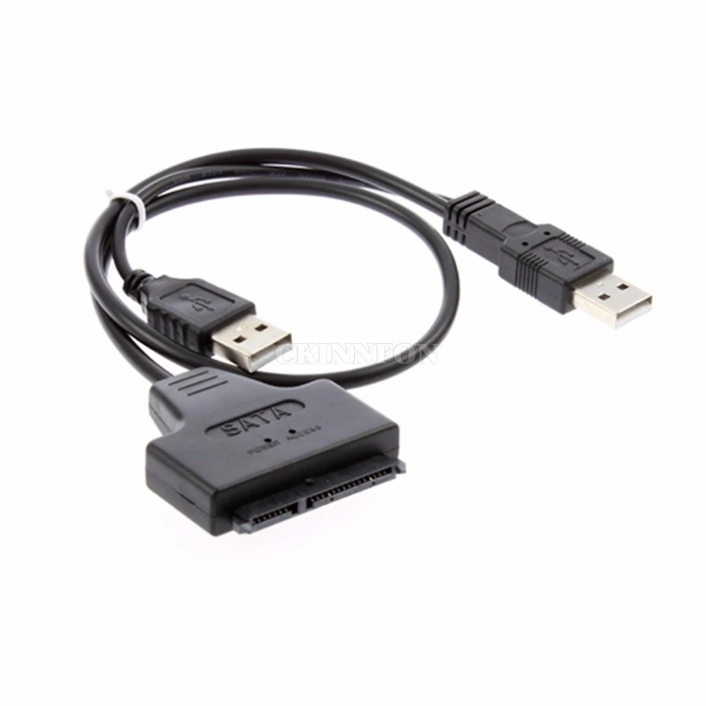 

100Pcs/Lot Black Light Pin Adapter Cable USB 2.0 To SATA 7+15 Pin 22 for 2.5" HDD Hard Disk Drive with USB Power Cable