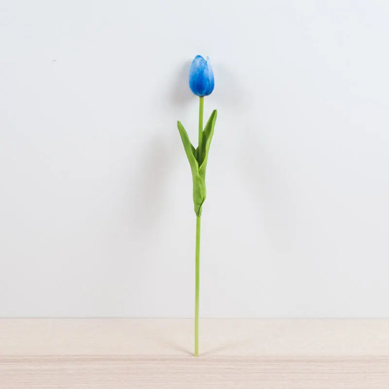 Настоящее сенсорный искусственная PU Tulip стволовых-1" Длина искусственные цветы, декоративные DIY искусственный цветок стены дома рождественские украшения цветы - Цвет: Blue