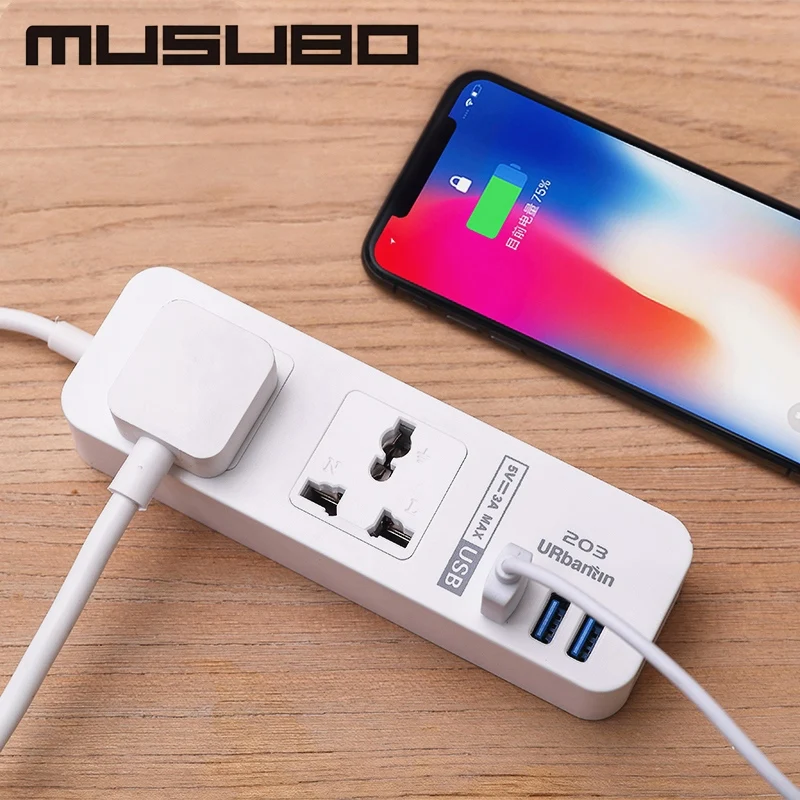 Musubo Быстрая Зарядка телефона 3 USB для iPhone 5 6 7 8P Зарядные устройства+ 2 гнезда стандартный разъем умный дом электронный разъем питания