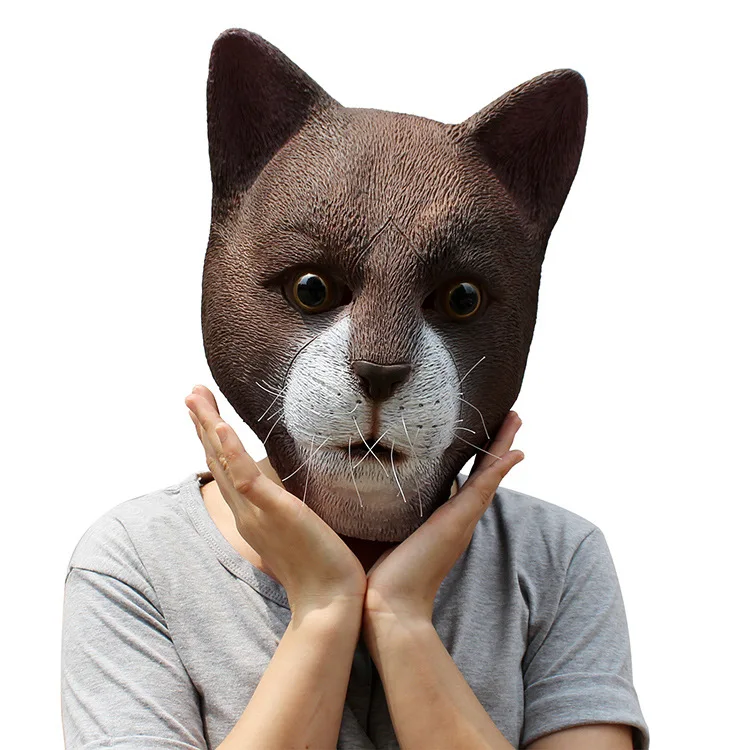 Забавная Angry Cat Хэллоуин косплей маски животных полная латексная маска для лица