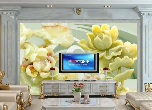 3D обои на заказ росписи Нетканые 3 d hd jade lotus рельеф fresco гостиная ТВ установка