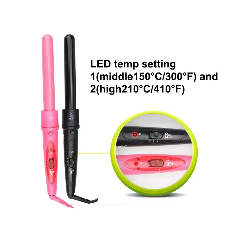 

5p Curling Iron Hair Curler Ceramic Cone Curls Interchangeable 5 part 9mm 32mm Multi-size Hair Curling Wand Rollers Styling Tool