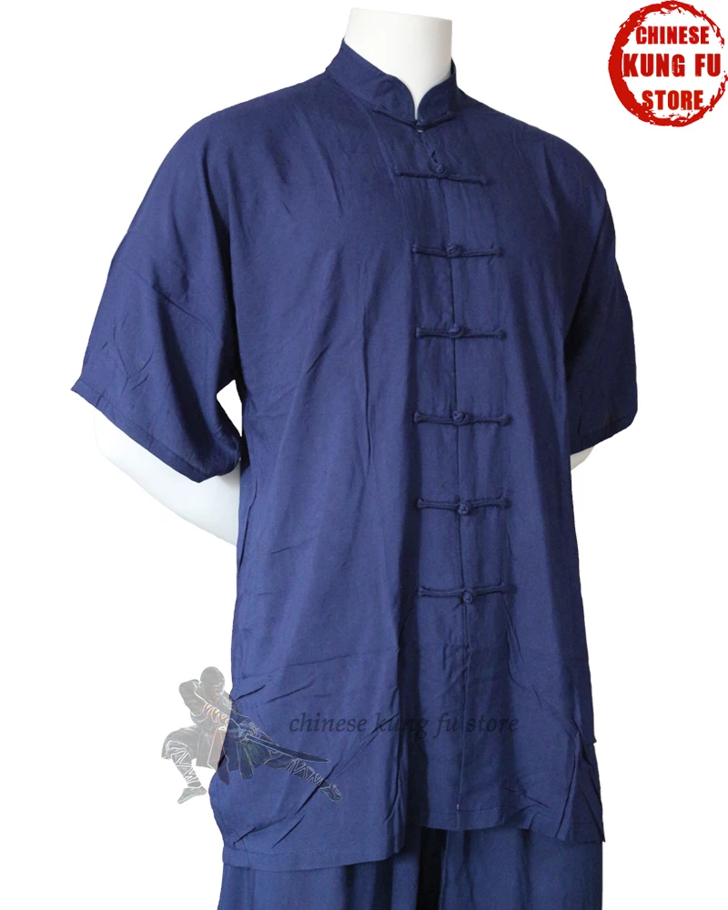 Высококачественный летний хлопковый костюм кунг фу с короткими рукавами