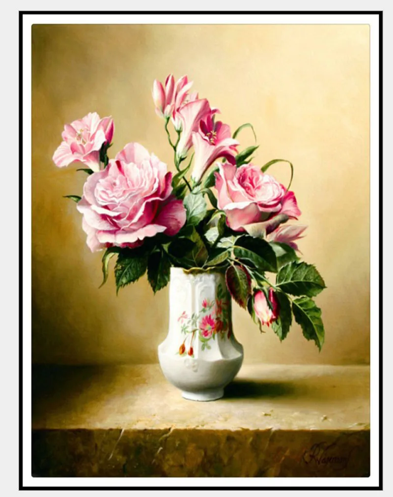 Rhinestone plastic crafts painting diamond flower vase crystal square cross stitch full embroidery | Дом и сад