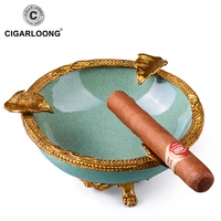 cigar ashtray european glaze craft ceramic ashtray copper carving ce 0136