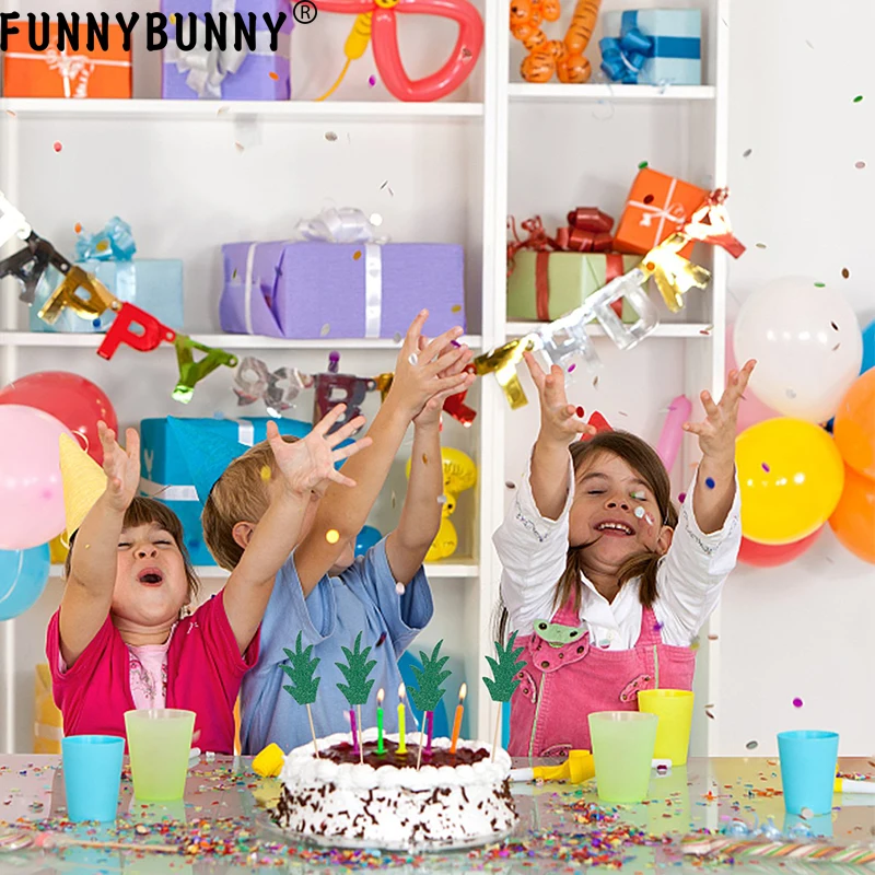 FUNNYBUNNY зеленый ананас кекс Toppers блеск выбирает тропический летний праздничный