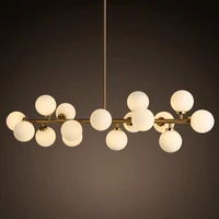 creative gold dinning room chandelier modern glass hanging lamp light fixture suspension luminaire g416 led ac 85 265v