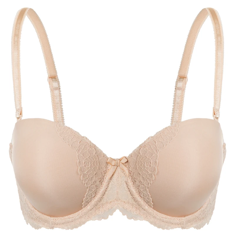 Beige02 DOBREVA женщин без бретелек кружевной бюстгальтер мягкий на косточках конвертируемый ремешок - Цвет: Beige02