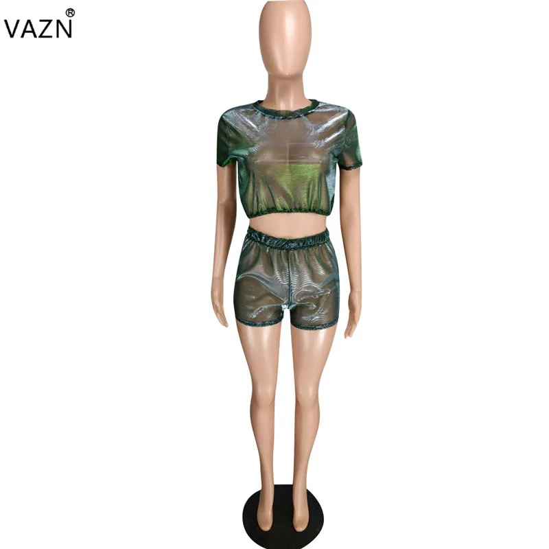 Женский комплект из 2 предметов VAZN однотонный топ с круглым вырезом и короткими