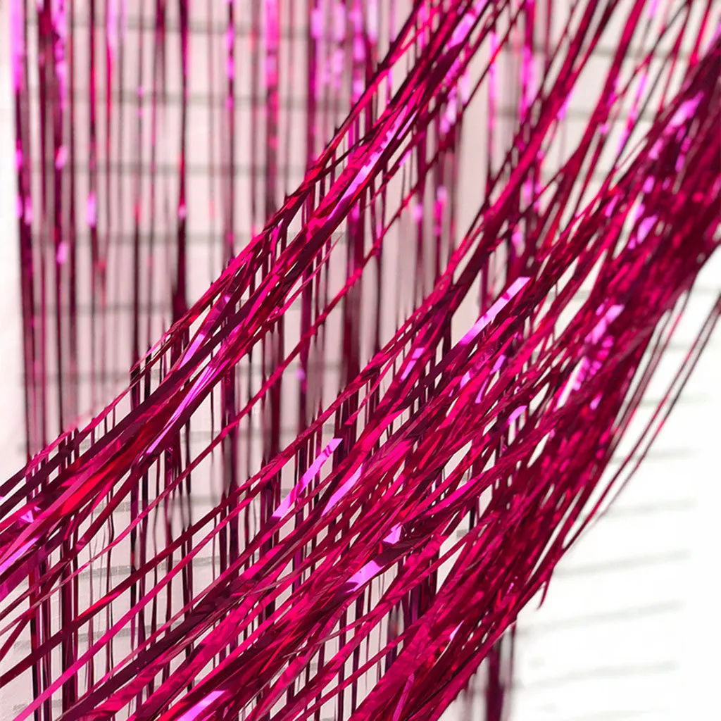 4 шт. шторы из фольги металлические с бахромой блестящая занавеска для дня