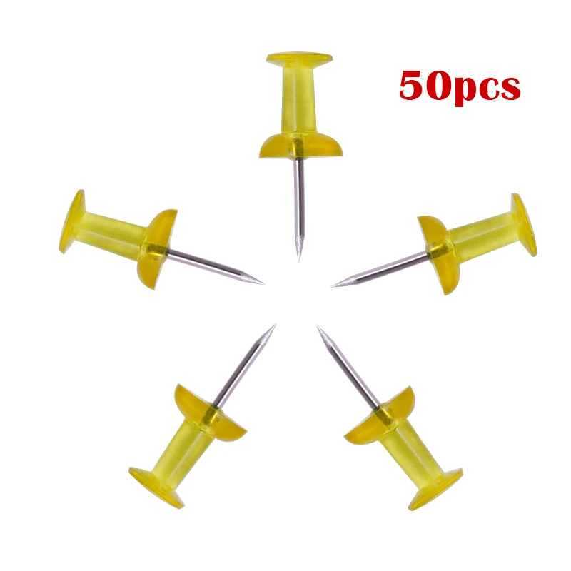 Yellow LMDZ 50 шт., прозрачные штифты, штифты для рисования, заметки, пробковые штифты, штифты с большой головкой, штифты с коробкой, цветные офисные штифты - Цвет: Yellow