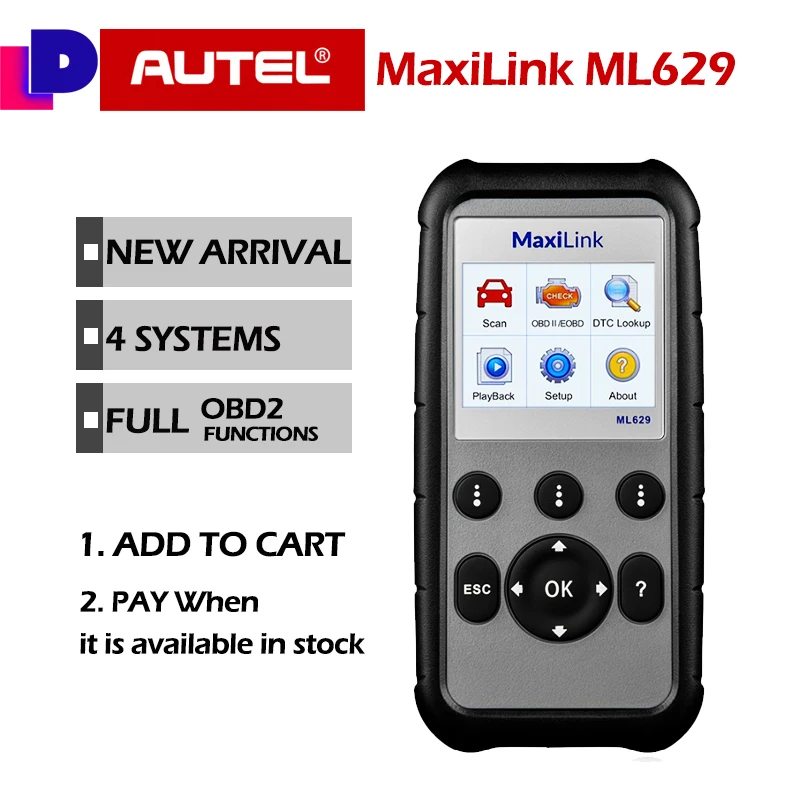 Autel ML629 OBD2 OBD сканер обновленная версия ML619 передача двигателя ABS SRS диагностирует полный OBD2 Функции диагностический инструмент