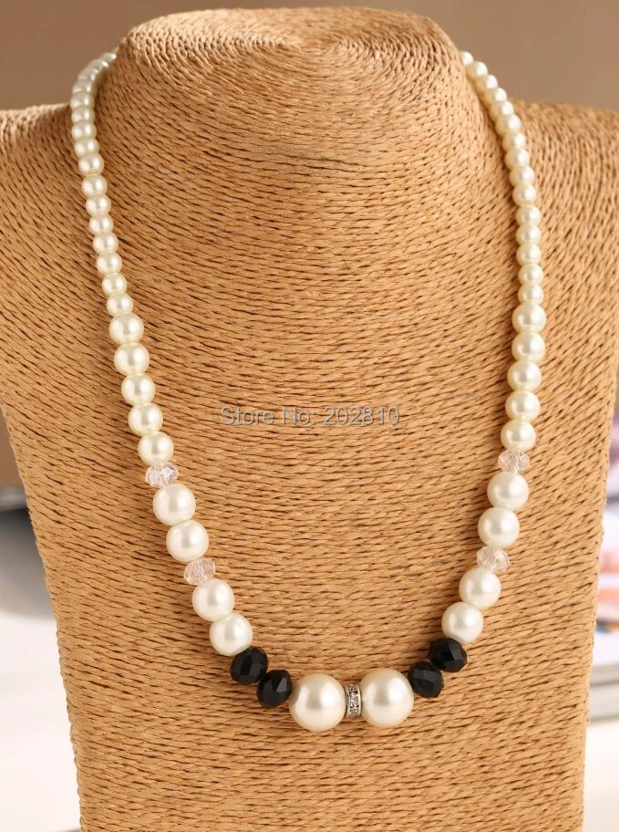 2019 топ-номинальный Тип модный набор шнека жемчужное ожерелье милый черный/белый