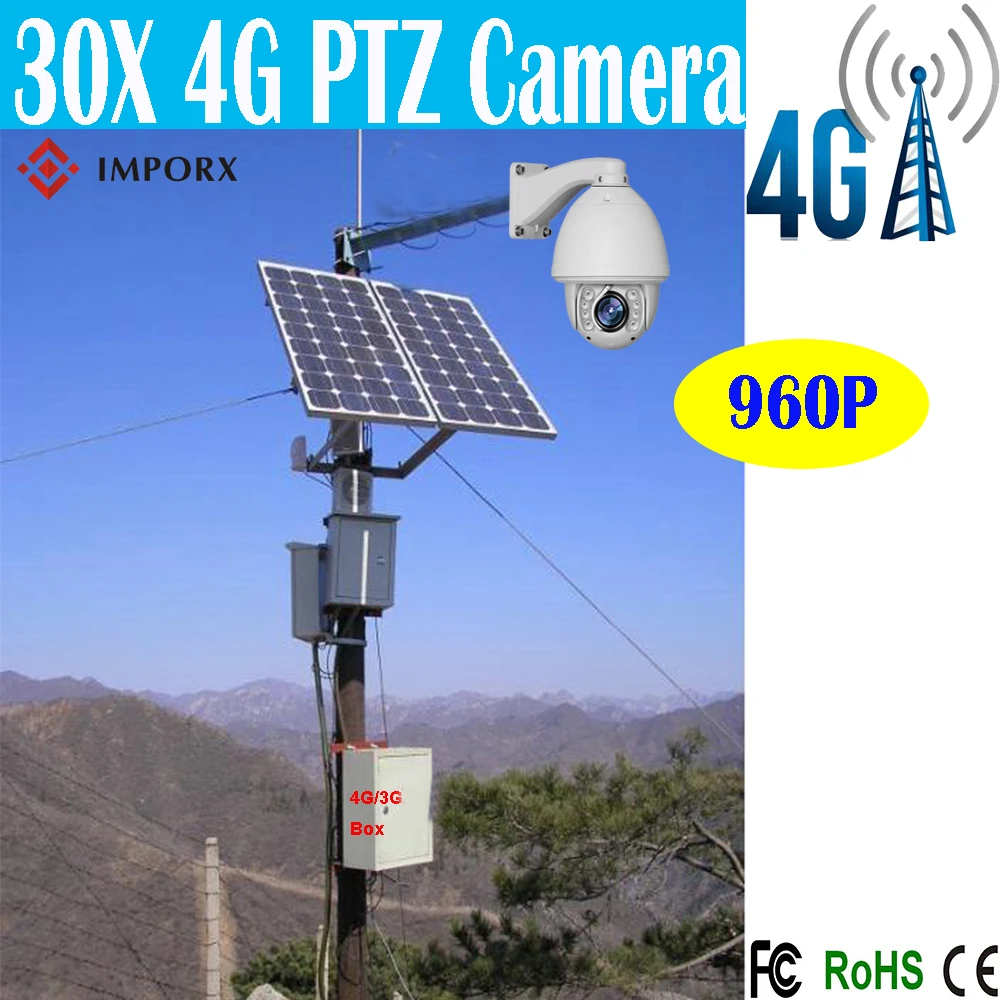 IMPORX 4G 3g Солнечная камера для улицы 2.0MP 30X IR 150 м Лазерная купольная PTZ cctv HD ip wifi 1080p