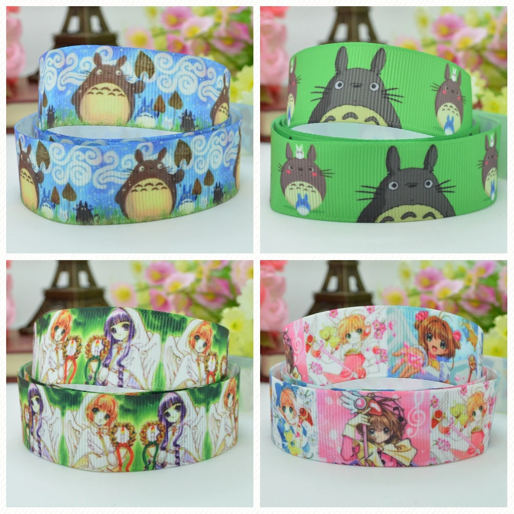 DUWES 7/8 &quot22 мм 2 5 10 20 50 ярдов Totoro Cardcaptor Sakura мультфильм печатных grosgrain ленты волос лук