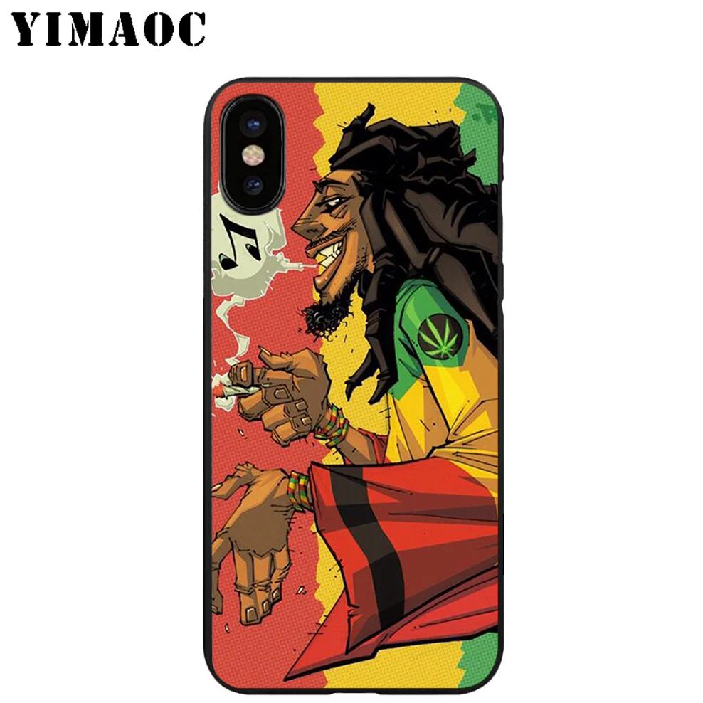 YIMAOC Bob Marley Soft TPU Black Silicone Case for iPhone X or 10 8 7 6 6S Plus 5 5S SE Xr Xs Max |